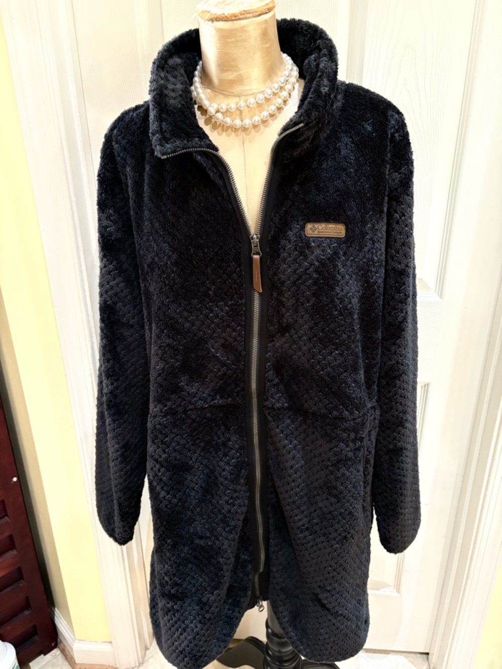 COLUMBIA COZY BLACK LONG FIRE SIDE FULL ZIP FLEECE JACKET